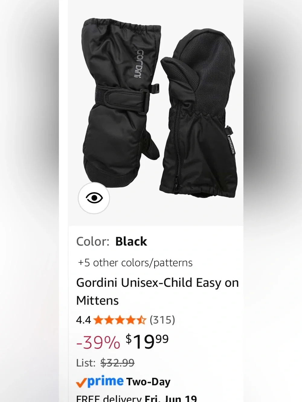 Gordini Unisex-Child Easy on Mittens